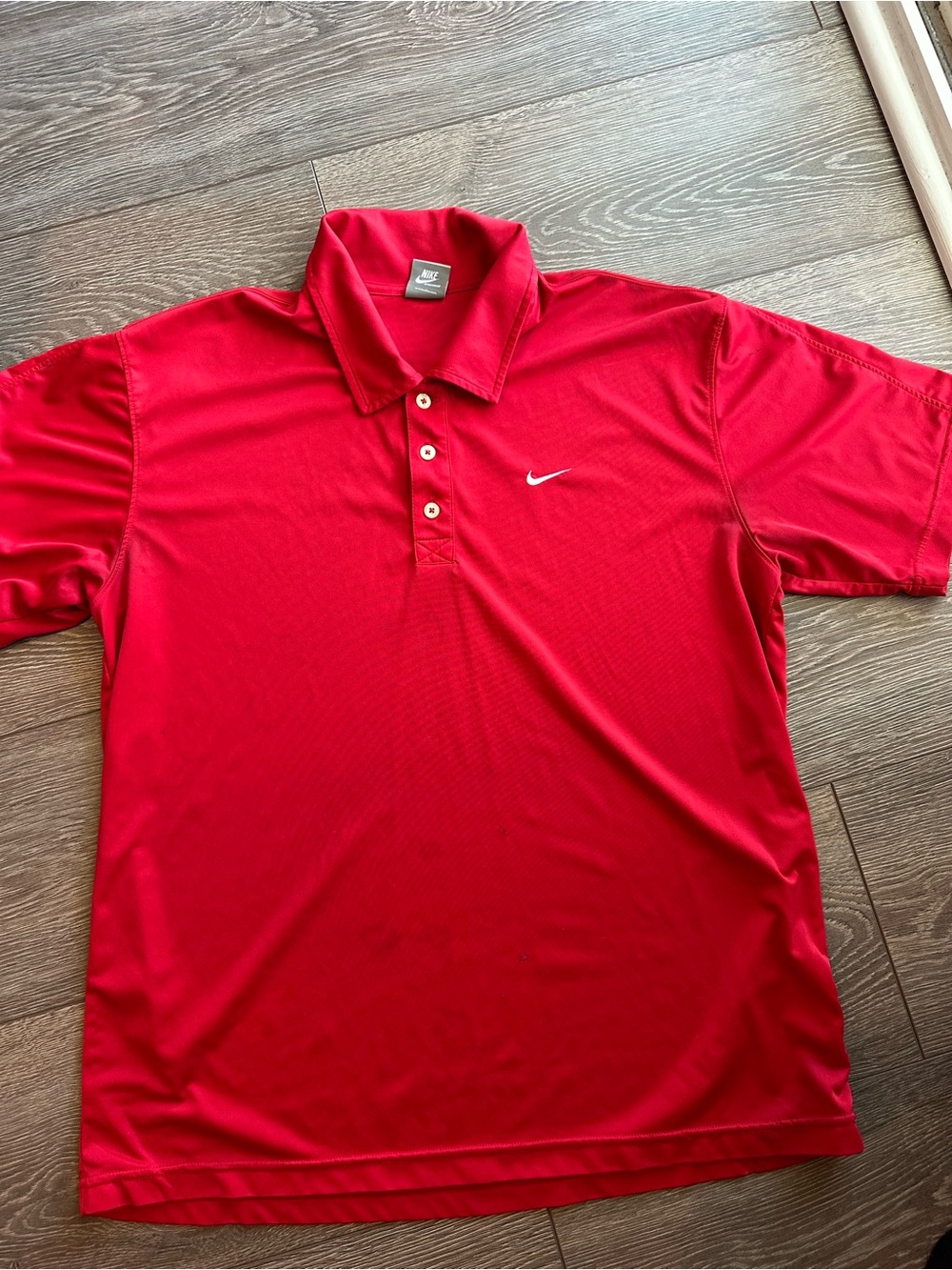 Nike Red Men's Dri-FIT Polo with White Swoosh